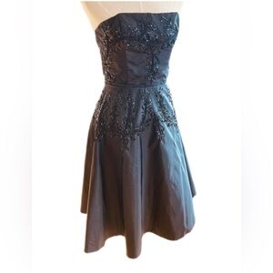 Vintage Betsy Johnson Evening Black Taffeta Beaded Dress Sz 2